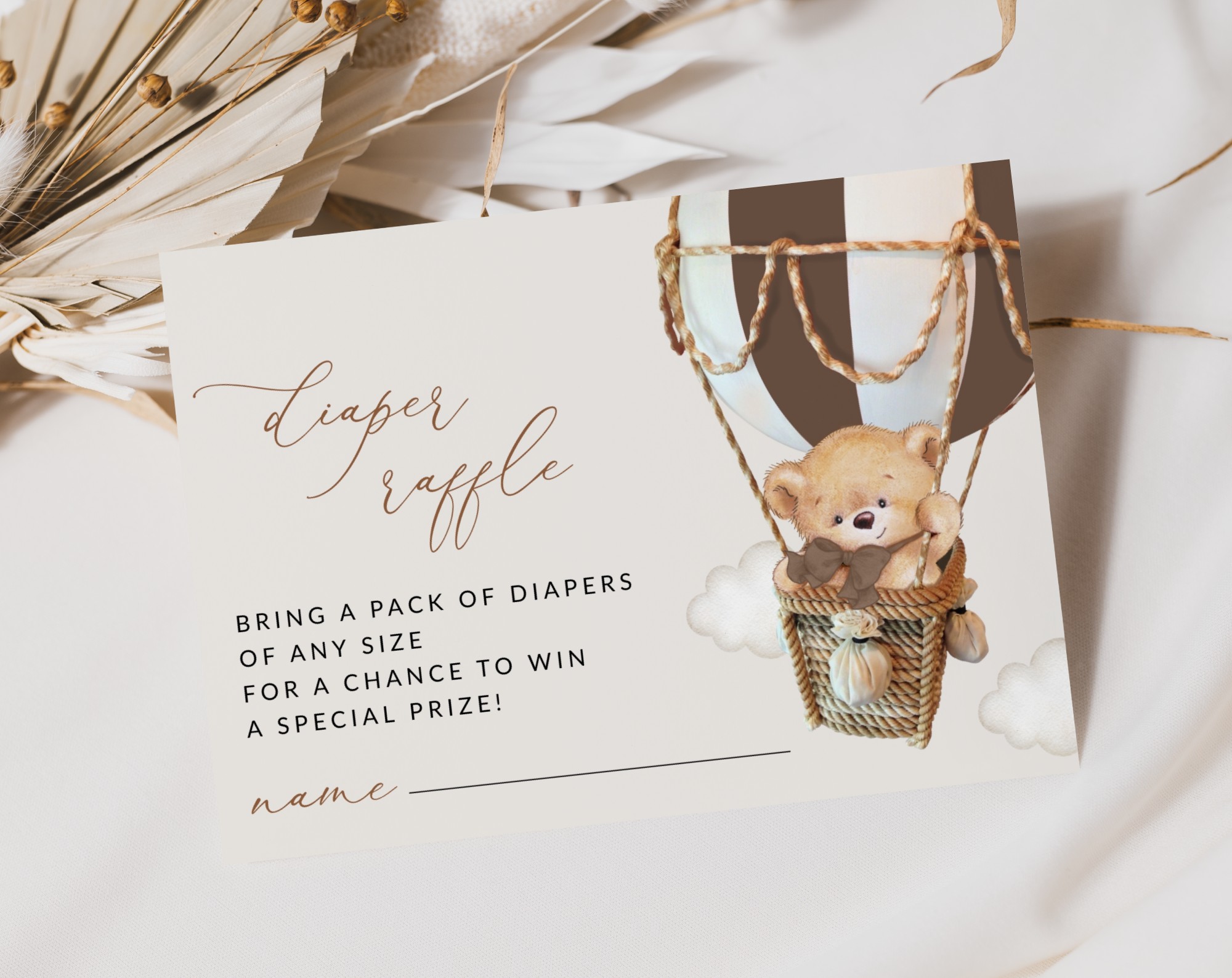 Bear in Brown Balloon Baby Shower Invitation Suite, Gender Neutral Baby Shower, Printable File, Edit Yourself, SH19