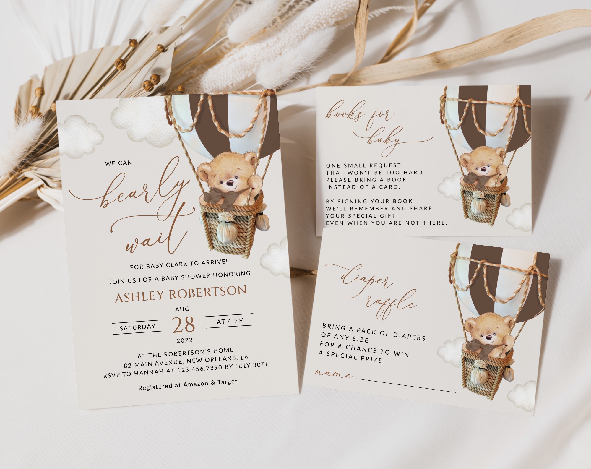 Bear in Brown Balloon Baby Shower Invitation Suite, Gender Neutral Baby Shower, Printable File, Edit Yourself, SH19 Bear in Brown Balloon Baby Shower Invitation Suite, Gender Neutral Baby Shower, Printable File, Edit Yourself, SH19