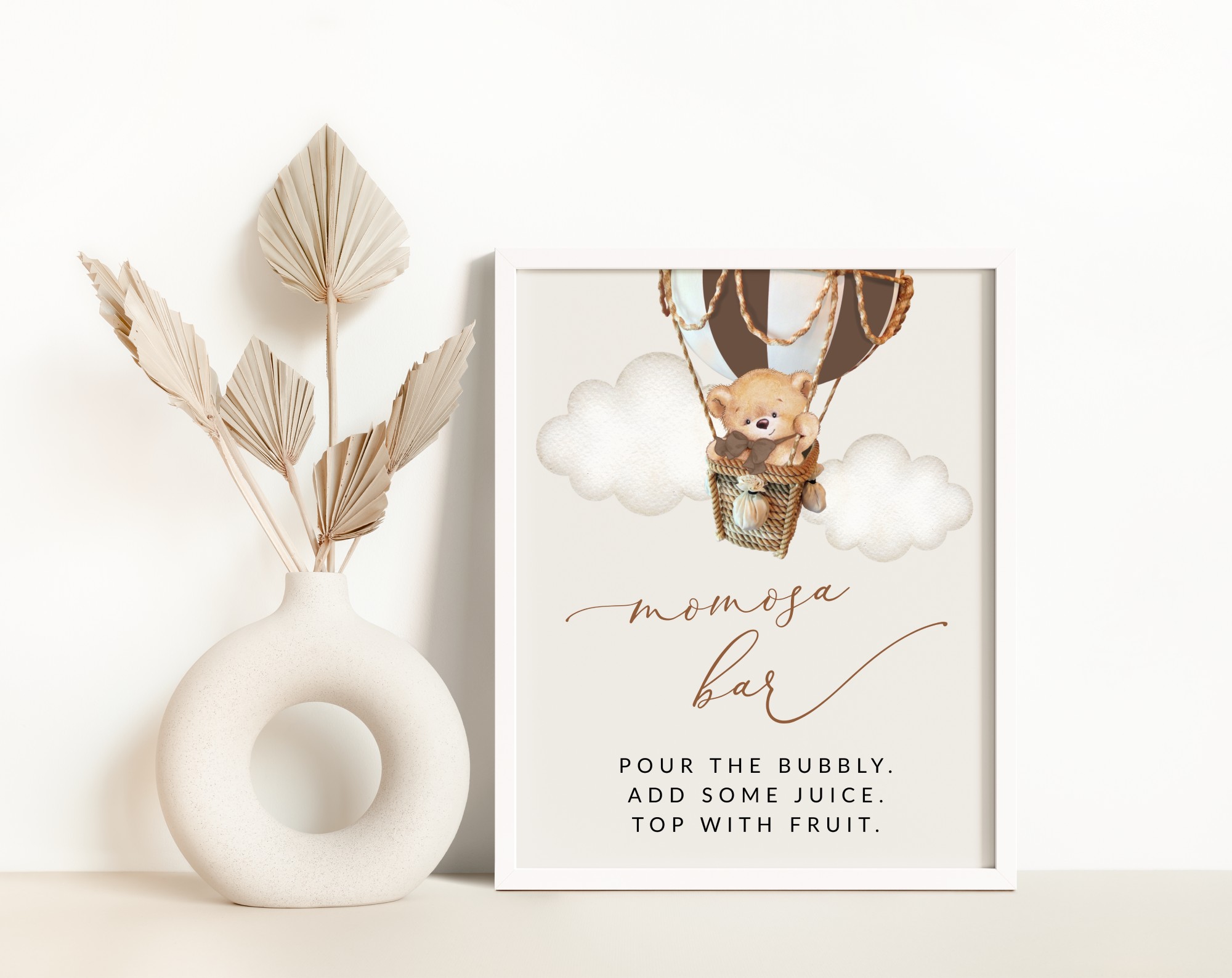 Bear in Brown Balloon Momosa Bar Sign, Baby Shower Sign, Gender Neutral Baby Shower, Printable File, Edit Yourself, SH19 Bear in Brown Balloon Momosa Bar Sign, Baby Shower Sign, Gender Neutral Baby Shower, Printable File, Edit Yourself, SH19