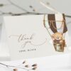 Bear in Brown Balloon Thank You Card, Gender Neutral Baby Shower, Printable File, Edit Yourself, SH19