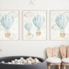 Blue Hot Air Balloon Animals Nursery Prints, Nursery Wall Art, Boy Nursery Decor, Printable File, SH20