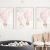 Pink Hot Air Balloon Unicorns Nursery Prints, Set of 3, Nursery Wall Art, Girl Nursery Decor, Printable File, SH26