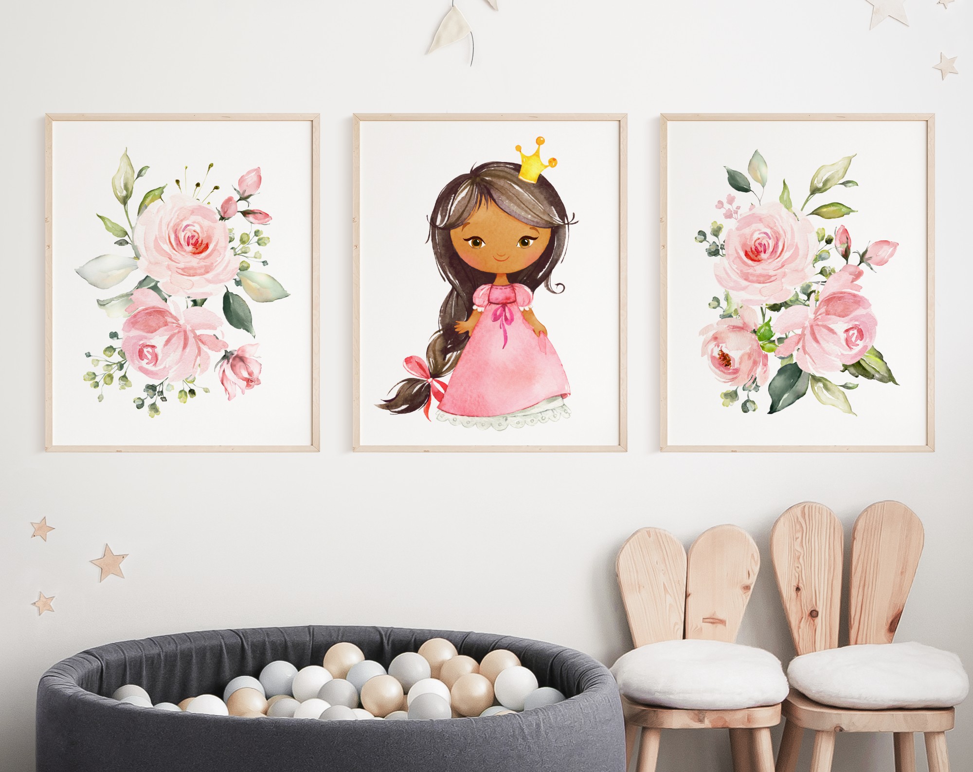 African American Princess Nursery Wall Art, Nursery Prints, Girl Nursery Decor, Printable File, SH38 African American Princess Nursery Wall Art, Nursery Prints, Girl Nursery Decor, Printable File, SH38