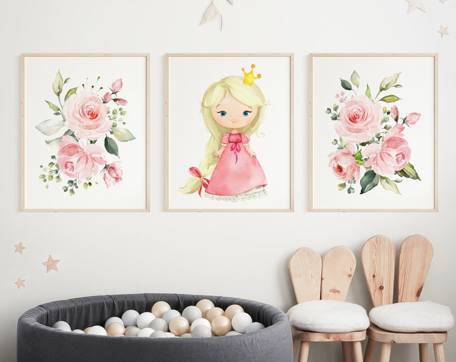 Princess Nursery Wall Art - Set of 3 - Nursery Prints
