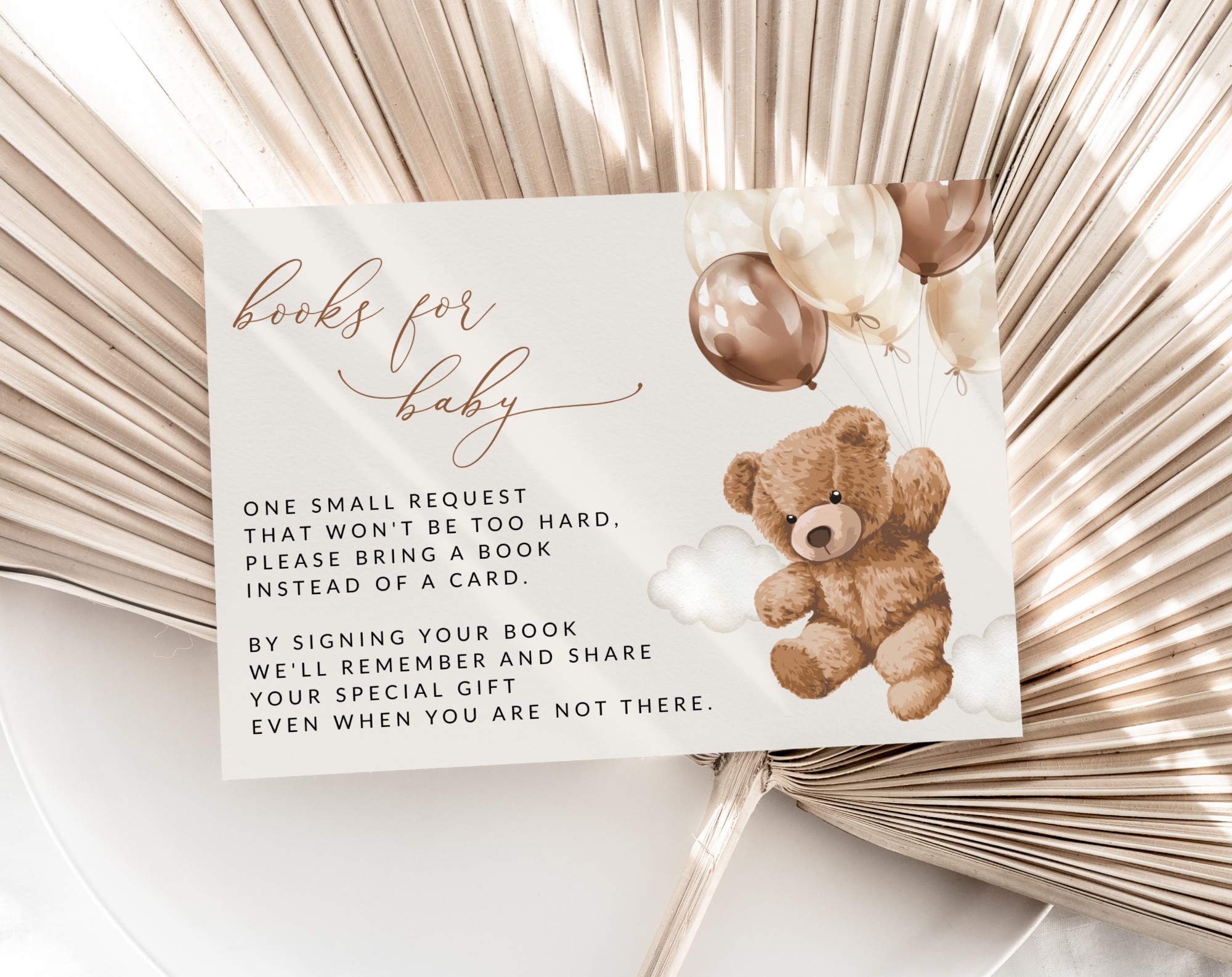 Teddy Bear with Brown Balloons Baby Shower Invitation Suite, Gender Neutral Baby Shower, Printable File, Edit Yourself, SH64