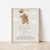 Teddy Bear with Brown Balloons Custom Sign, Printable File, Edit Yourself, SH64 SH69