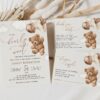 Teddy Bear with Brown Balloons Baby Shower Invitation Suite, Gender Neutral Baby Shower, Printable File, Edit Yourself, SH64