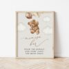 Teddy Bear with Brown Balloons Momosa Bar Sign, Baby Shower Sign, Gender Neutral Baby Shower, Printable File, Edit Yourself, SH64