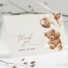 Teddy Bear with Brown Balloons Thank You Card, Gender Neutral Baby Shower, Printable File, Edit Yourself, SH64