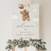 Teddy Bear with Brown Balloons Welcome Sign, Baby Shower Sign, Gender Neutral Baby Shower, Printable File, Edit Yourself, SH64
