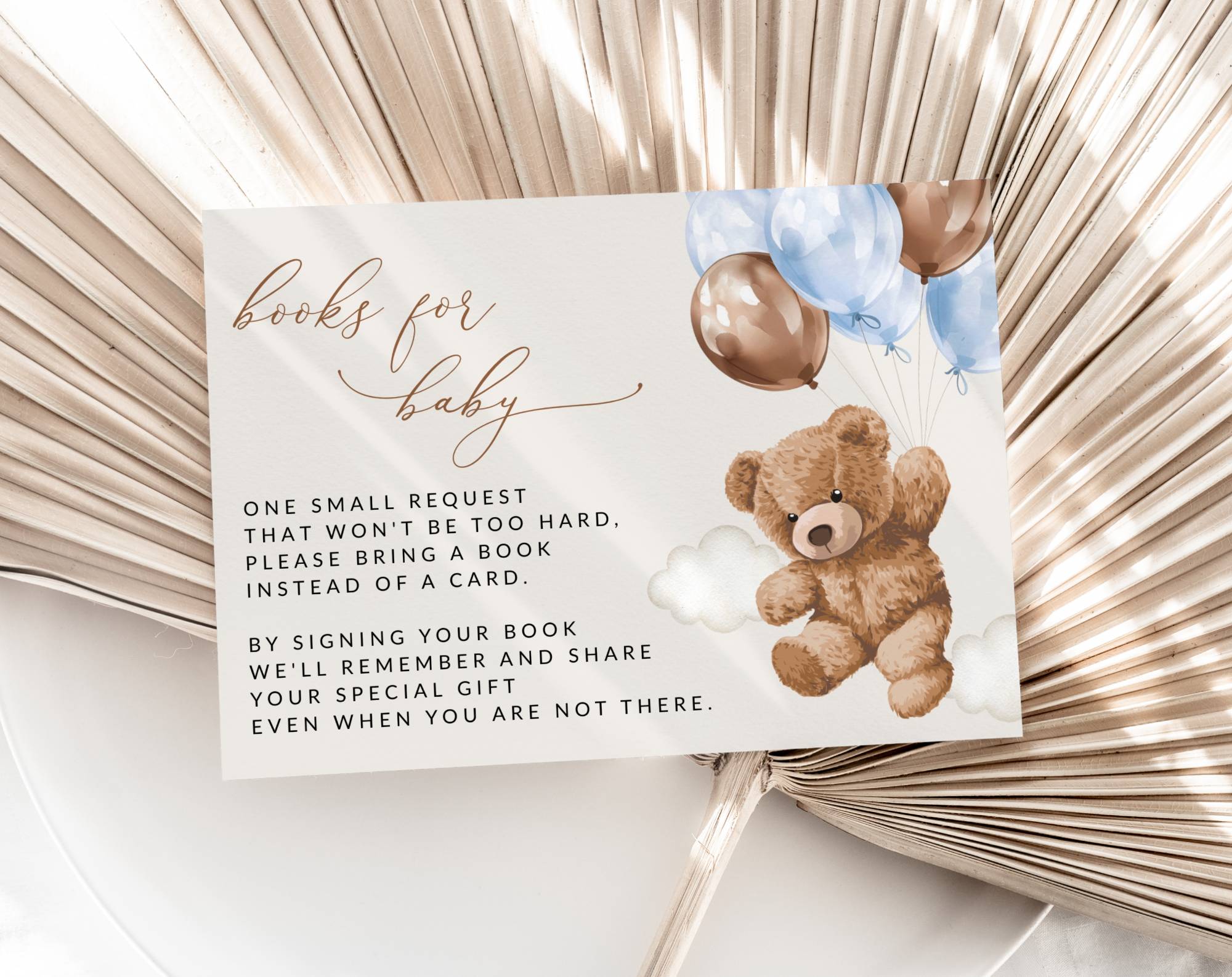 Teddy Bear with Blue Balloons Baby Shower Invitation Suite, Boy Baby Shower, Printable File, Edit Yourself, SH65