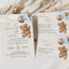 Teddy Bear with Blue Balloons Baby Shower Invitation Suite, Boy Baby Shower, Printable File, Edit Yourself, SH65