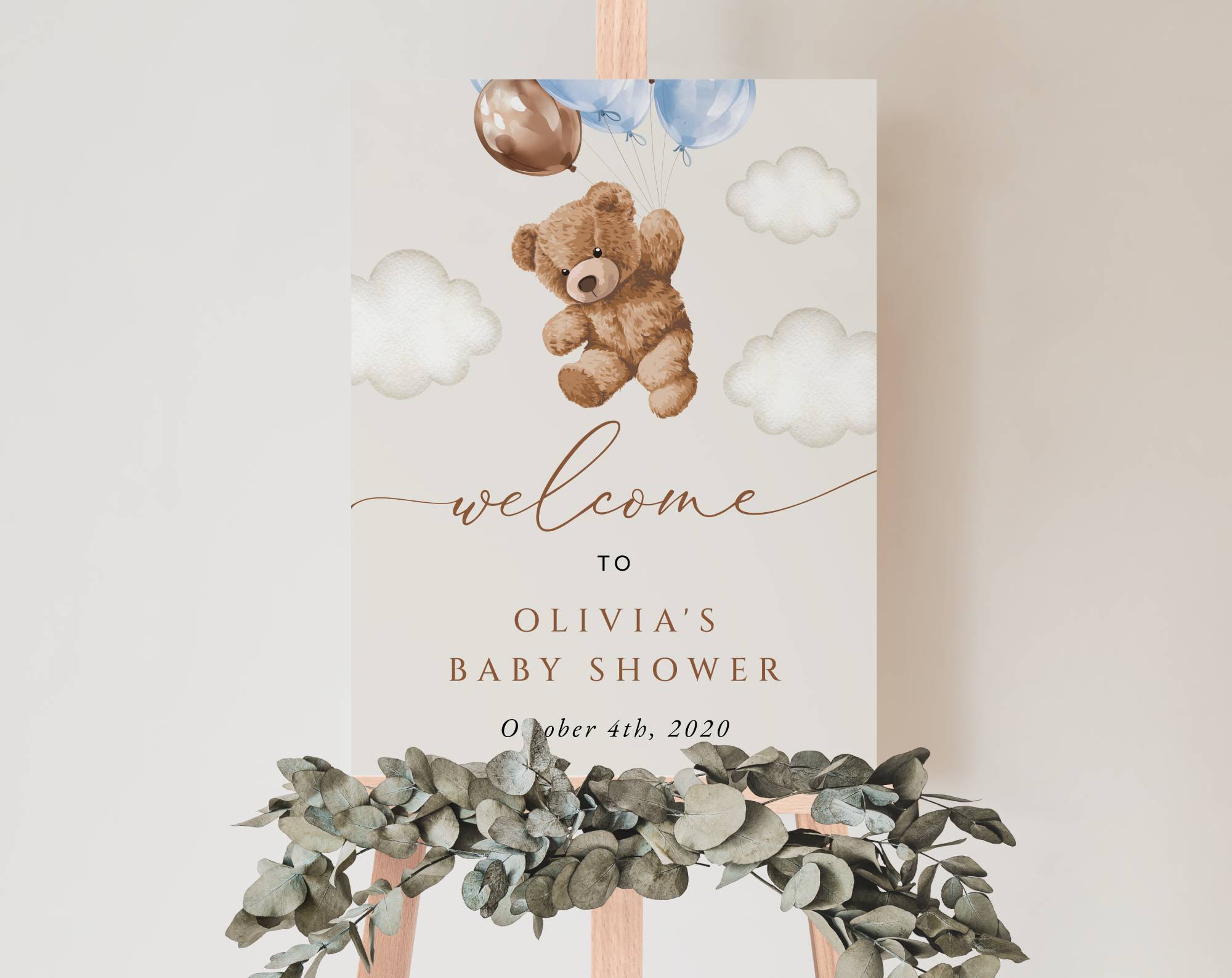 Teddy Bear with Blue Balloons Welcome Sign, Baby Shower Sign, Boy Baby Shower, Printable File, Edit Yourself, SH65 Teddy Bear with Blue Balloons Welcome Sign, Baby Shower Sign, Boy Baby Shower, Printable File, Edit Yourself, SH65