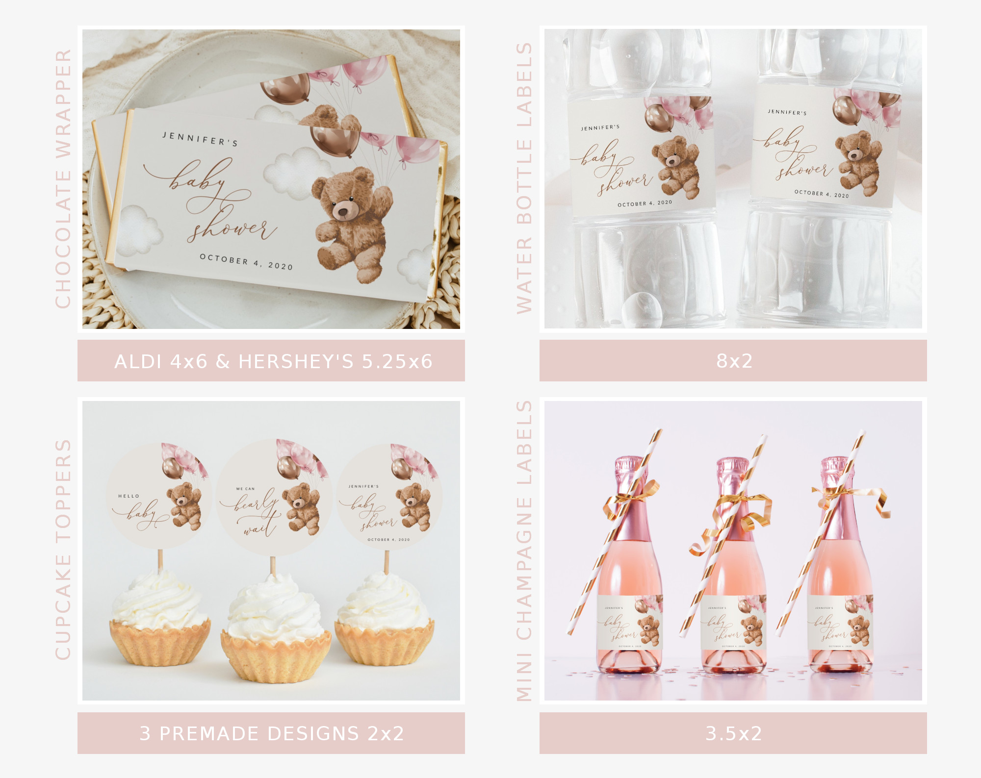 Teddy Bear with Pink Balloons Baby Shower Bundle, Girl Baby Shower, Printable File, Edit Yourself, SH66 Teddy Bear with Pink Balloons Baby Shower Bundle, Girl Baby Shower, Printable File, Edit Yourself, SH66