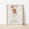 Teddy Bear with Pink Balloons Momosa Bar Sign, Baby Shower Sign, Girl Baby Shower, Printable File, Edit Yourself, SH66