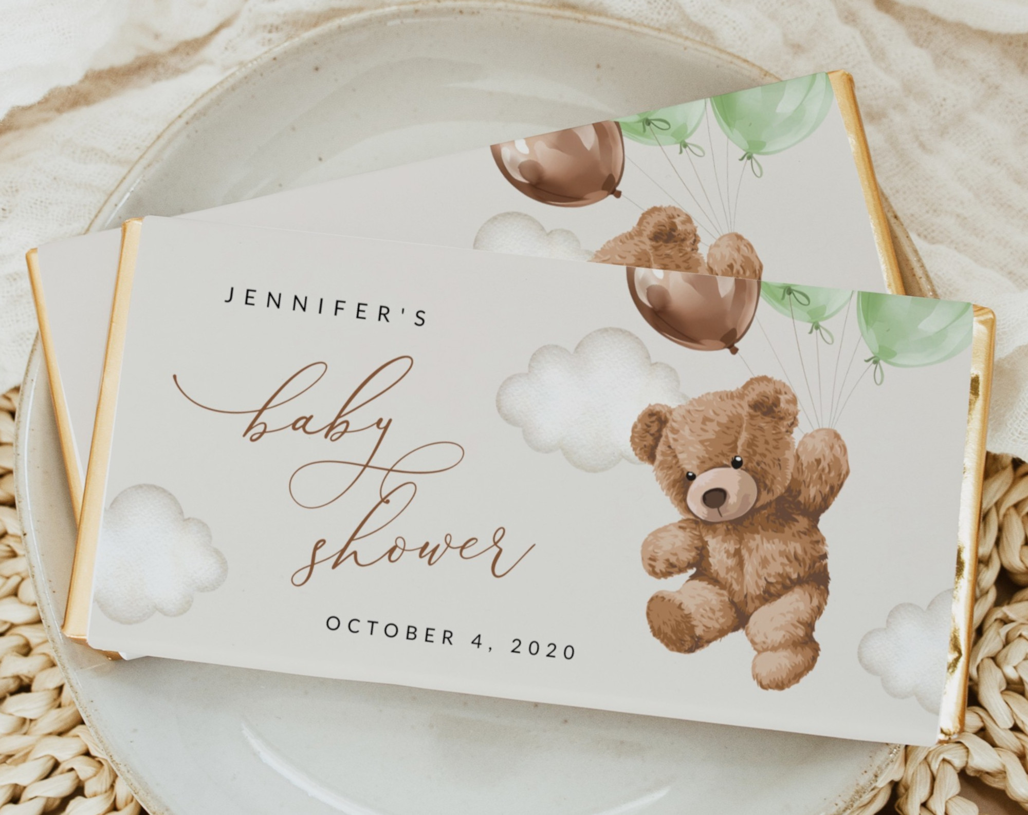 Teddy Bear with Green Balloons Chocolate Bar Wrapper, Candy Bar Wrapper, Gender Neutral Baby Shower, Printable File, Edit Yourself, SH67 Teddy Bear with Green Balloons Chocolate Bar Wrapper, Candy Bar Wrapper, Gender Neutral Baby Shower, Printable File, Edit Yourself, SH67