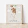 Teddy Bear with Green Balloons Custom Sign, Baby Shower Sign, Gender Neutral Baby Shower, Printable File, Edit Yourself, SH67