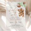 Teddy Bear with Green Balloons Baby Shower Invitation, Gender Neutral Baby Shower, Printable File, Edit Yourself, SH67