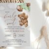 Teddy Bear with Green Balloons Baby Shower Invitation, Gender Neutral Baby Shower, Printable File, Edit Yourself, SH67