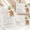 Teddy Bear with Green Balloons Baby Shower Invitation Suite, Gender Neutral Baby Shower, Printable File, Edit Yourself, SH67
