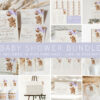 Teddy Bear with Purple Balloons Baby Shower Bundle, Girl Baby Shower, Printable File, Edit Yourself, SH68
