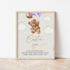 Teddy Bear with Purple Balloons Custom Sign, Baby Shower Sign, Girl Baby Shower, Printable File, Edit Yourself, SH68
