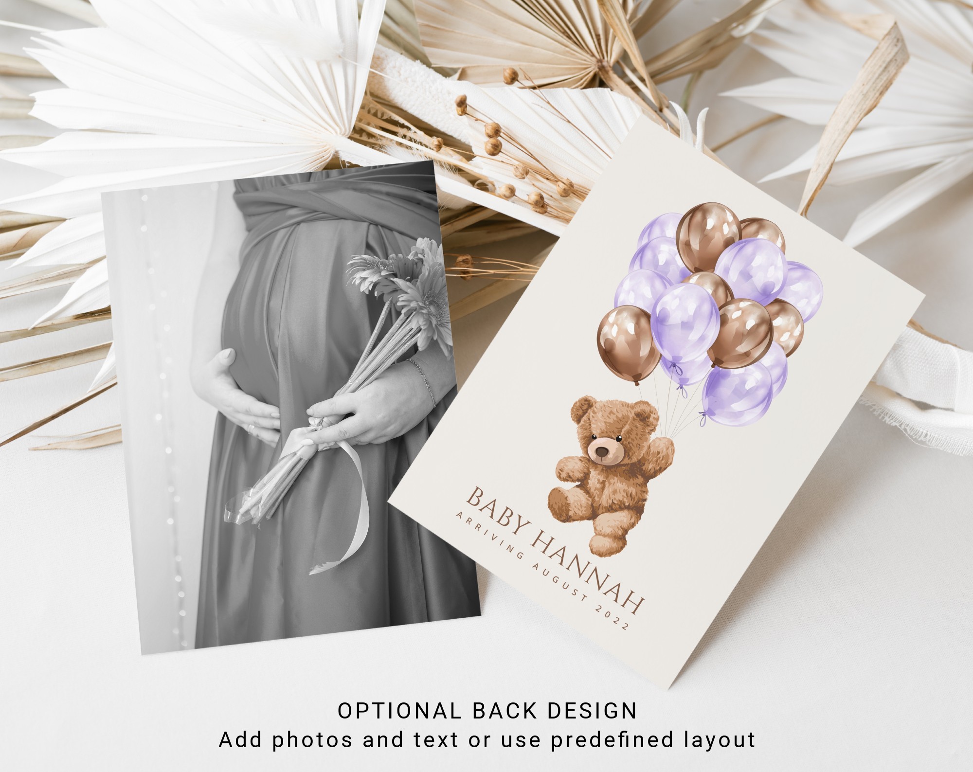 Teddy Bear with Purple Balloons Baby Shower Invitation, Girl Baby Shower, Printable File, Edit Yourself, SH68