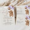 Teddy Bear with Purple Balloons Baby Shower Invitation Suite, Girl Baby Shower, Printable File, Edit Yourself, SH68