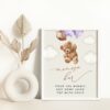 Teddy Bear with Purple Balloons Momosa Bar Sign, Baby Shower Sign, Girl Baby Shower, Printable File, Edit Yourself, SH68