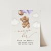 Teddy Bear with Purple Balloons Momosa Bar Sign, Baby Shower Sign, Girl Baby Shower, Printable File, Edit Yourself, SH68