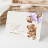 Teddy Bear with Purple Balloons Thank You Card, Girl Baby Shower, Printable File, Edit Yourself, SH68 Teddy Bear with Purple Balloons Thank You Card, Girl Baby Shower, Printable File, Edit Yourself, SH68