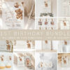 Teddy Bear with Brown Balloons First Birthday Bundle, Boy Birthday, Printable File, Edit Yourself, SH69 Teddy Bear with Brown Balloons First Birthday Bundle, Boy Birthday, Printable File, Edit Yourself, SH69