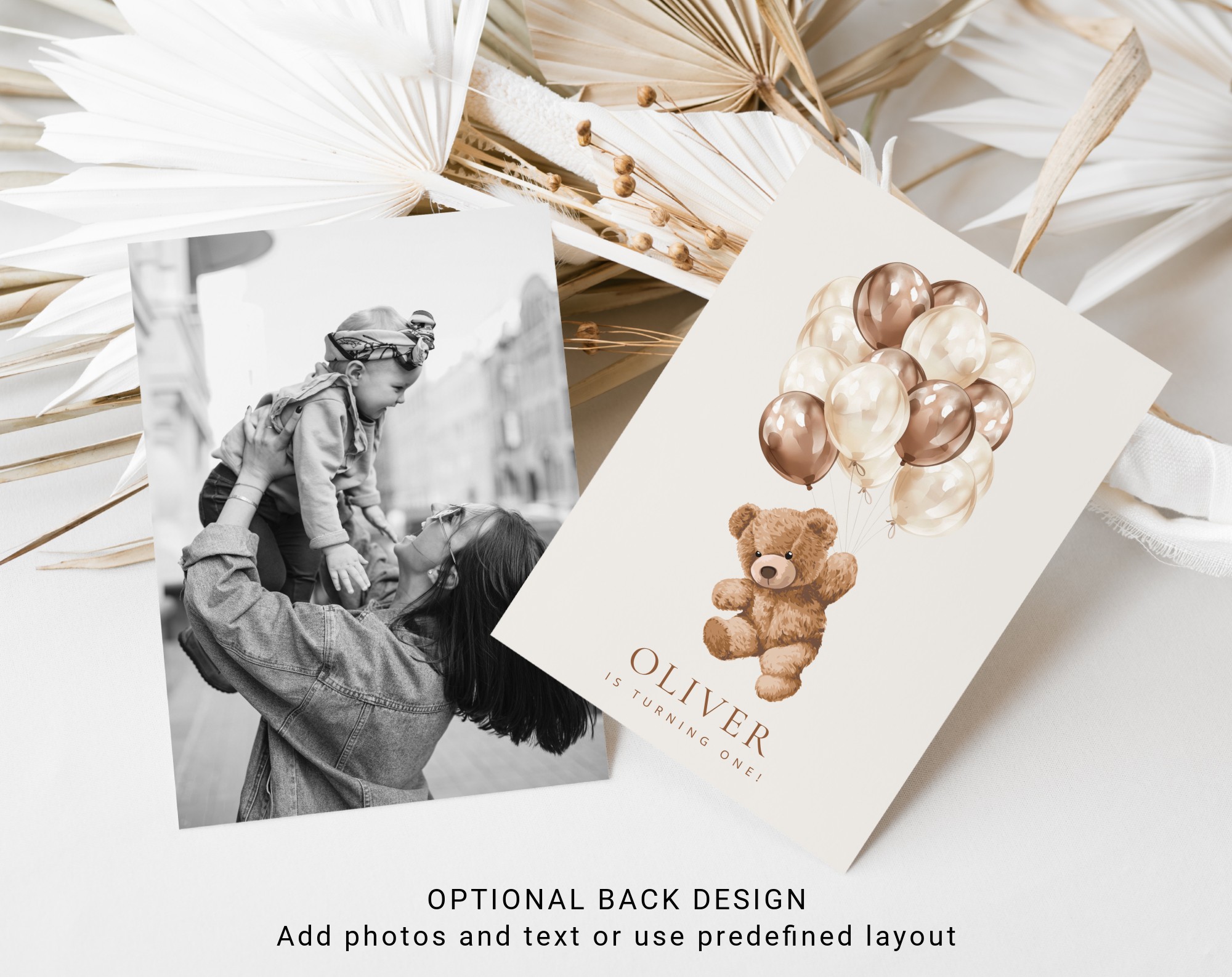 Teddy Bear with Brown Balloons First Birthday Invitation, Birthday Stationery, Boy Birthday, Printable File, Edit Yourself, SH69 Teddy Bear with Brown Balloons First Birthday Invitation, Birthday Stationery, Boy Birthday, Printable File, Edit Yourself, SH69