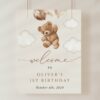 Teddy Bear with Brown Balloons Welcome Sign, Birthday Sign, First Birthday, Boy Birthday, Printable File, Edit Yourself, SH69 Teddy Bear with Brown Balloons Welcome Sign, Birthday Sign, First Birthday, Boy Birthday, Printable File, Edit Yourself, SH69
