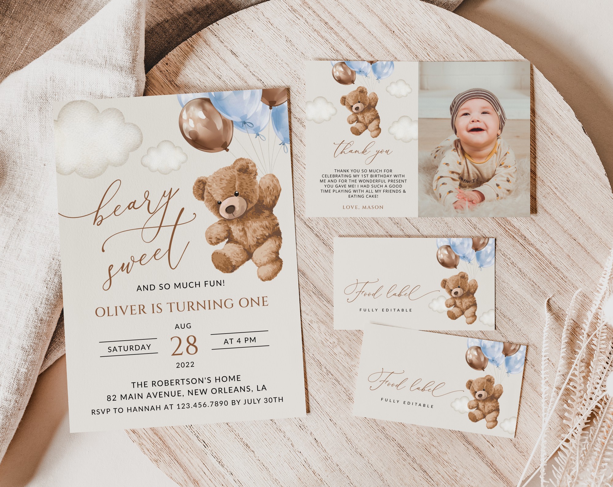 SH70 Teddy Bear with Blue Balloons First Birthday Shop by Collection SH70 Teddy Bear with Blue Balloons First Birthday Shop by Collection