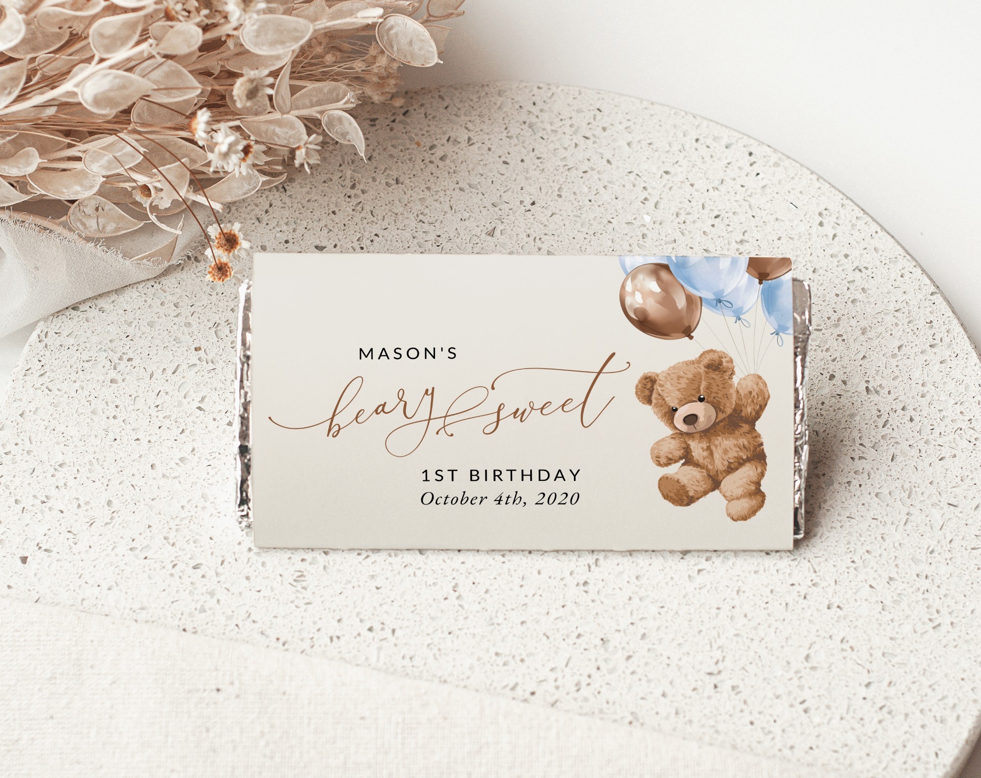 Teddy Bear with Blue Balloons Chocolate Bar Wrapper, First Birthday, Boy Birthday, Printable File, Edit Yourself, SH70 Teddy Bear with Blue Balloons Chocolate Bar Wrapper, First Birthday, Boy Birthday, Printable File, Edit Yourself, SH70