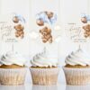 Teddy Bear with Blue Balloons Cupcake Toppers, First Birthday, Boy Birthday, Printable File, Edit Yourself, SH70 Teddy Bear with Blue Balloons Cupcake Toppers, First Birthday, Boy Birthday, Printable File, Edit Yourself, SH70