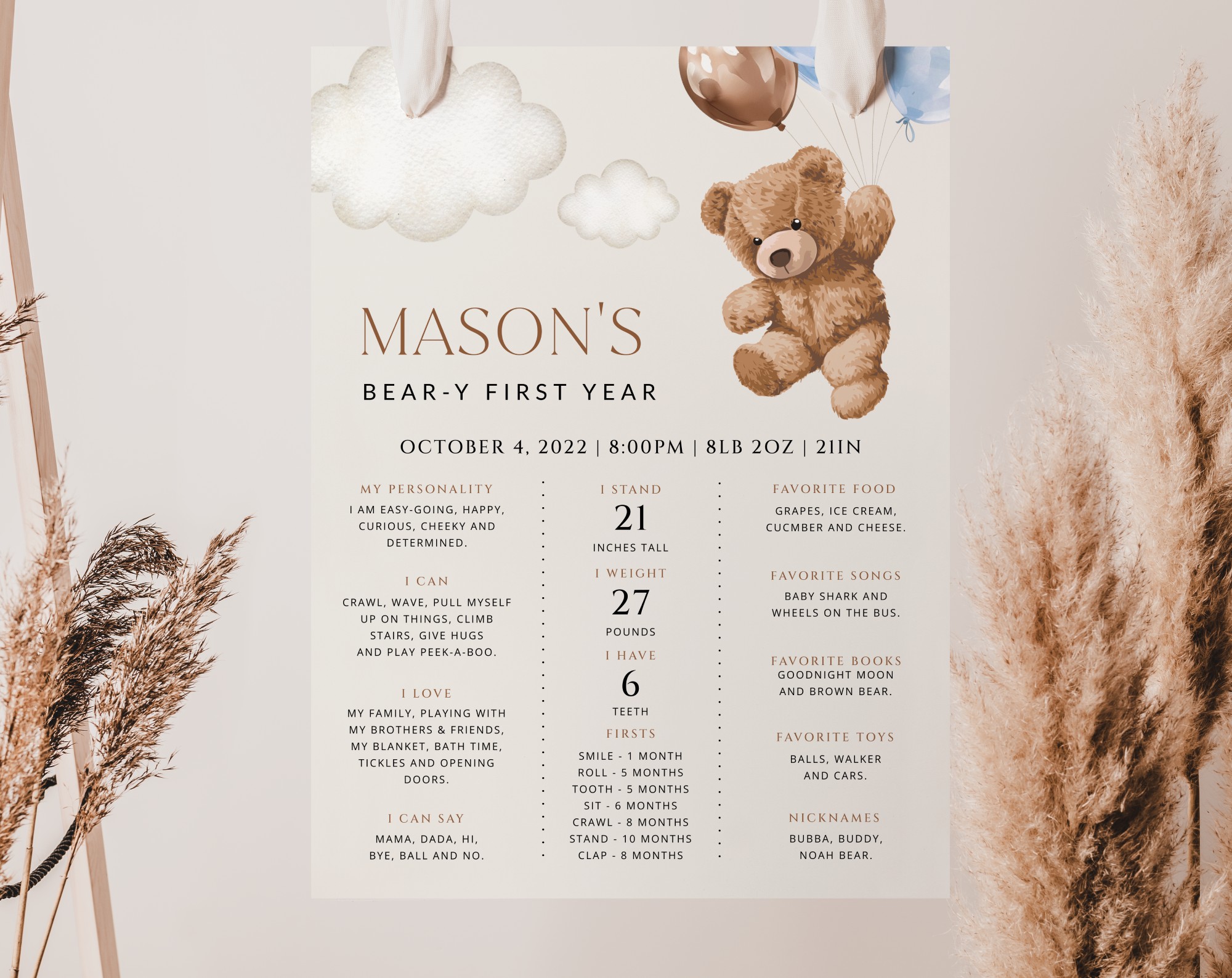 Teddy Bear with Blue Balloons Milestone Sign, Birthday Sign, First Birthday, Boy Birthday, Printable File, Edit Yourself, SH70 Teddy Bear with Blue Balloons Milestone Sign, Birthday Sign, First Birthday, Boy Birthday, Printable File, Edit Yourself, SH70