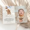 Teddy Bear with Blue Balloons Thank You Card, First Birthday, Boy Birthday, Printable File, Edit Yourself, SH70