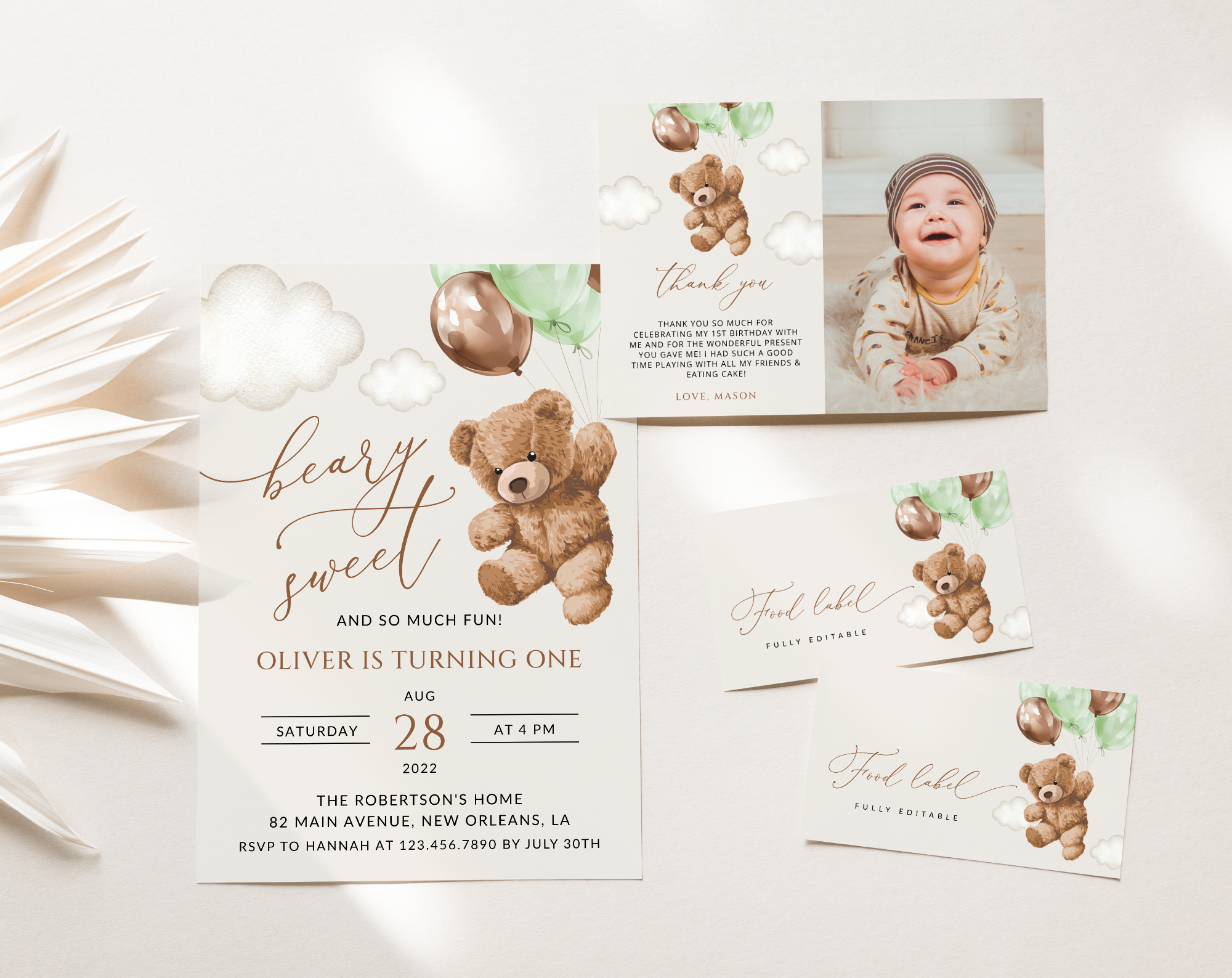 SH71 Teddy Bear with Green Balloons First Birthday Shop by Collection SH71 Teddy Bear with Green Balloons First Birthday Shop by Collection