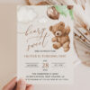 Teddy Bear with Green Balloons First Birthday Invitation, Birthday Stationery, Boy Birthday, Printable File, Edit Yourself, SH71 Teddy Bear with Green Balloons First Birthday Invitation, Birthday Stationery, Boy Birthday, Printable File, Edit Yourself, SH71