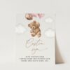 Teddy Bear with Pink Balloons Custom Sign, Birthday Sign, First Birthday, Girl Birthday, Printable File, Edit Yourself, SH72