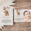 Teddy Bear with Pink Balloons Thank You Card, First Birthday, Girl Birthday, Printable File, Edit Yourself, SH72