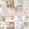 Teddy Bear with Pink Balloons First Birthday Bundle, Girl Birthday, Printable File, Edit Yourself, SH72 Teddy Bear with Pink Balloons First Birthday Bundle, Girl Birthday, Printable File, Edit Yourself, SH72