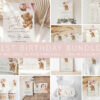 Teddy Bear with Pink Balloons First Birthday Bundle, Girl Birthday, Printable File, Edit Yourself, SH72