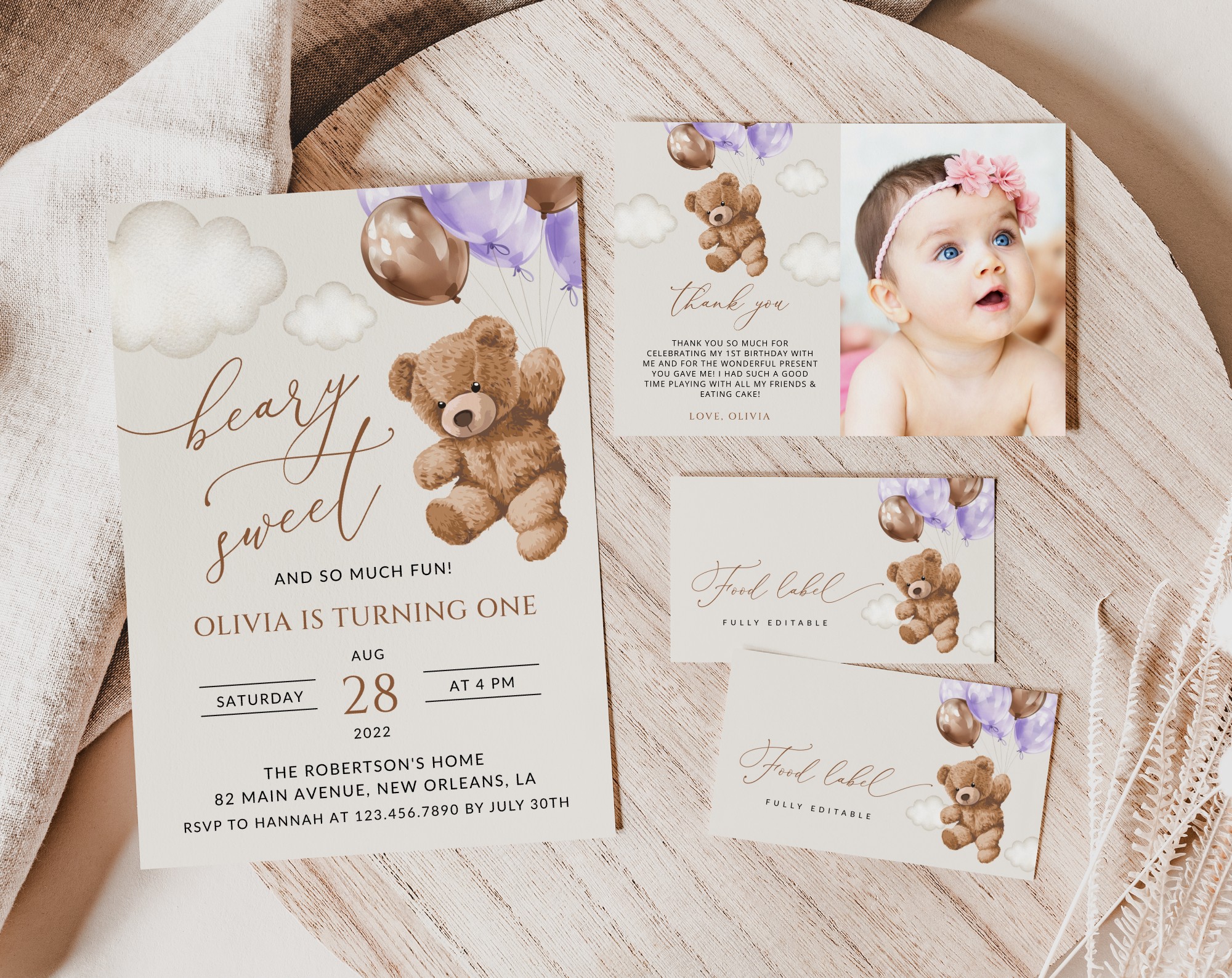 SH73 Teddy Bear with Purple Balloons First Birthday Shop by Collection SH73 Teddy Bear with Purple Balloons First Birthday Shop by Collection