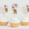 Teddy Bear with Purple Balloons Cupcake Toppers, First Birthday, Girl Birthday, Printable File, Edit Yourself, SH73
