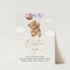 Teddy Bear with Purple Balloons Custom Sign, Birthday Sign, First Birthday, Girl Birthday, Printable File, Edit Yourself, SH73