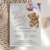 Teddy Bear with Purple Balloons First Birthday Invitation, Birthday Stationery, Girl Birthday, Printable File, Edit Yourself, SH73