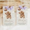 Teddy Bear with Purple Balloons Favor Tags, Gift Tags, First Birthday, Girl Birthday, Printable File, Edit Yourself, SH73 Teddy Bear with Purple Balloons Favor Tags, Gift Tags, First Birthday, Girl Birthday, Printable File, Edit Yourself, SH73